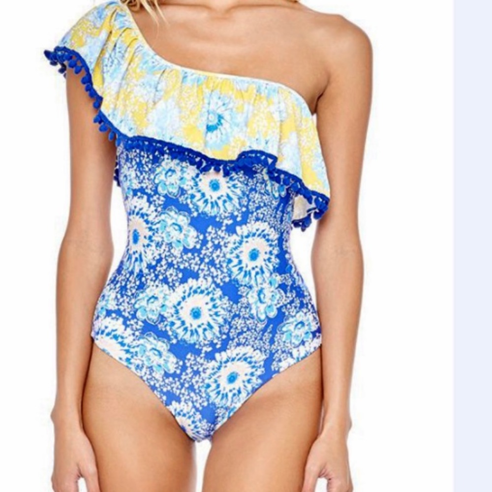 Floral One-Shoulder Women Swim One Piece